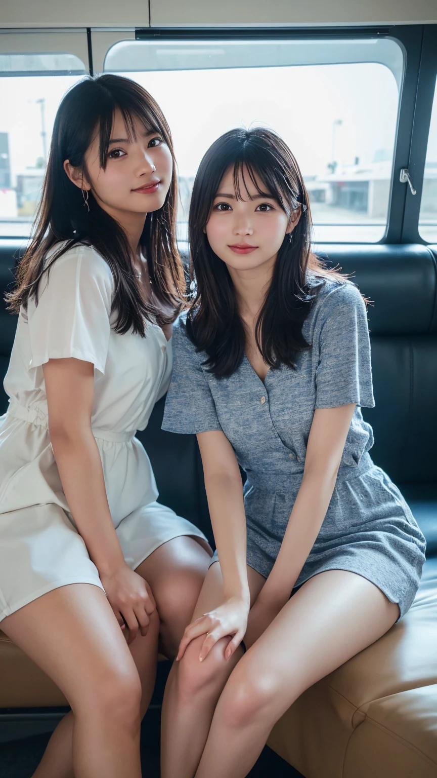 Two women taking a photo,Travel abroad,looking at the camera,smile,(Highest quality:1.4),(masterpiece:1.4),(Realistic:1.4),(Realistic:1.2),(超High resolution, RAW Photos:1.4),(High resolution, Super detailed:1.2),(8K:1.2)