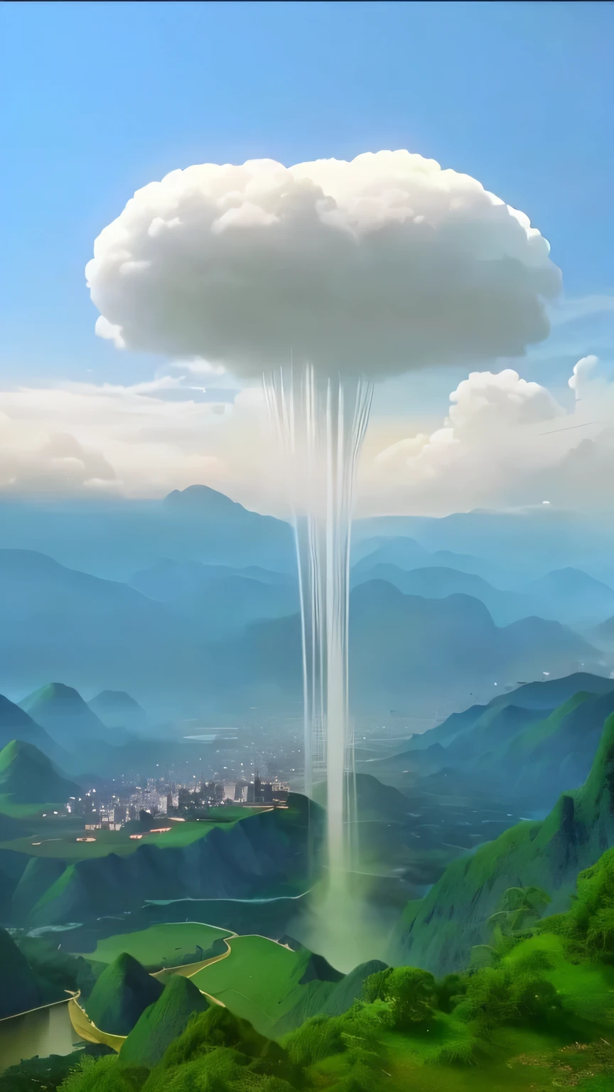 Guilin landscape as background,White clouds in the sky, Heavy clouds，highly detailed surreal vfx, Unrealistic visual effects, Clouds in the Clouds, stunning vfx, Visual effects rendering, Beautiful clouds, 8k Visual effects rendering, Japanese visual effects, Amazing wallpapers
