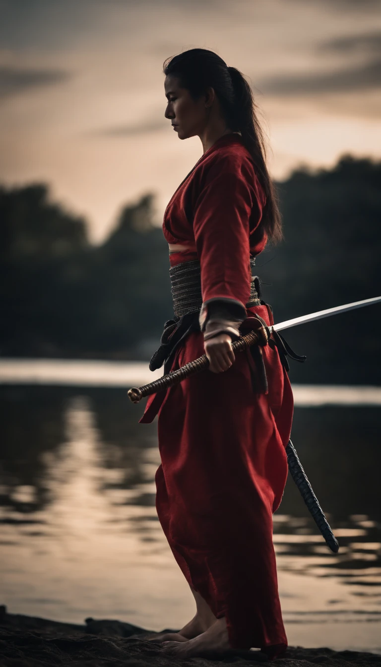 woman Samurai Swordsman underwear Waterfront