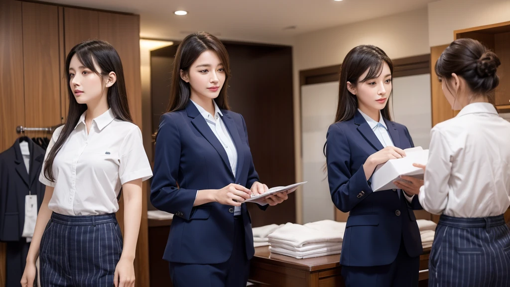三个身穿蓝色Work clothes人并排站在一起的, Renovation workers, from China, Business, Cover photo , Work clothes, Skilled, Work clothes, , Company Profile Interior Decoration Background