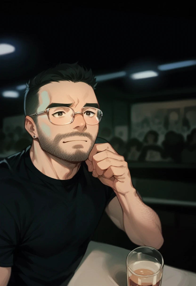 Add a muscular body and vision glasses