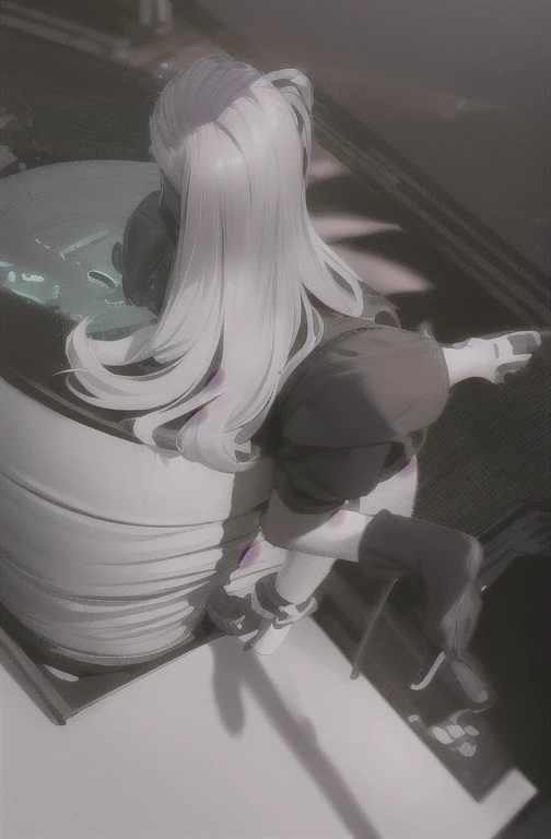 A Female robot is sleeping in forest, spread legs, nude, banzai pose. she does not wear any dress. She has black short hair. She lifts up the under hem of her white plain dress, leaning over, masterpiece, mature, android, blue eyes, full body figure, Height: 160cm, flushed cheeks, 2020s anime picture, A beautiful female robot , No NSFW, whole body, barefoot, archaic smile, getting orgasm, 25 years old, sweat bucket. She wears silver metal flamed glasses.
She can move while doing a handstand.