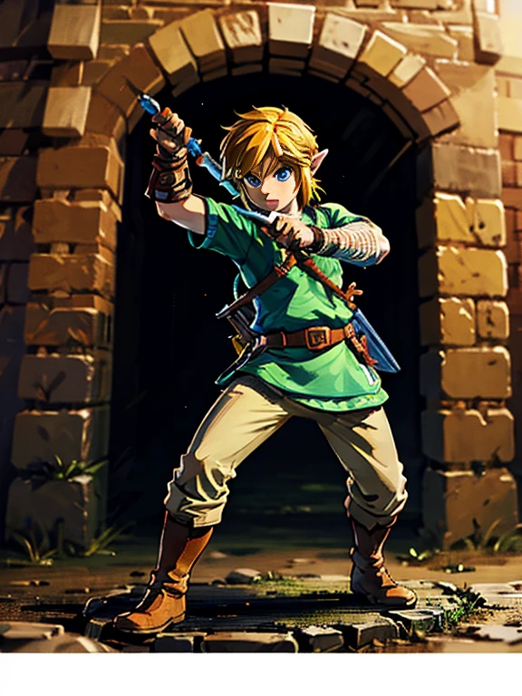 Character Link from Zelda, he with other character doing on adventure and got trapped, a very sharp photo and figure