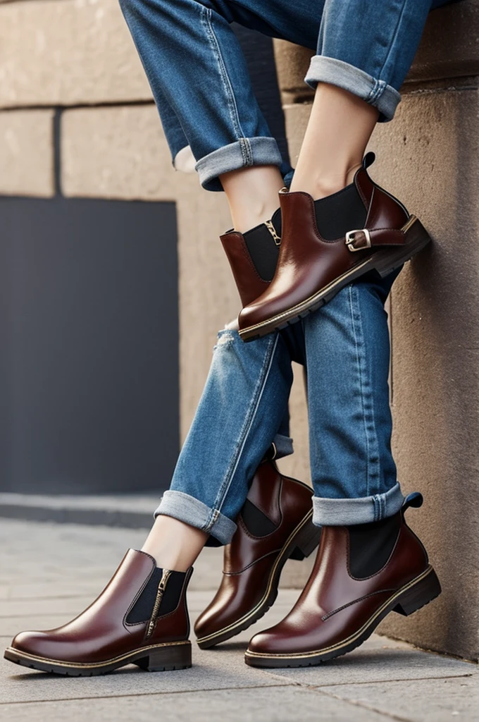 Create an image of shoes from the Butrich brand but in the LGBT style, that the footwear be stylish and elegant ankle boots for trans people, showing the colors of lgtb