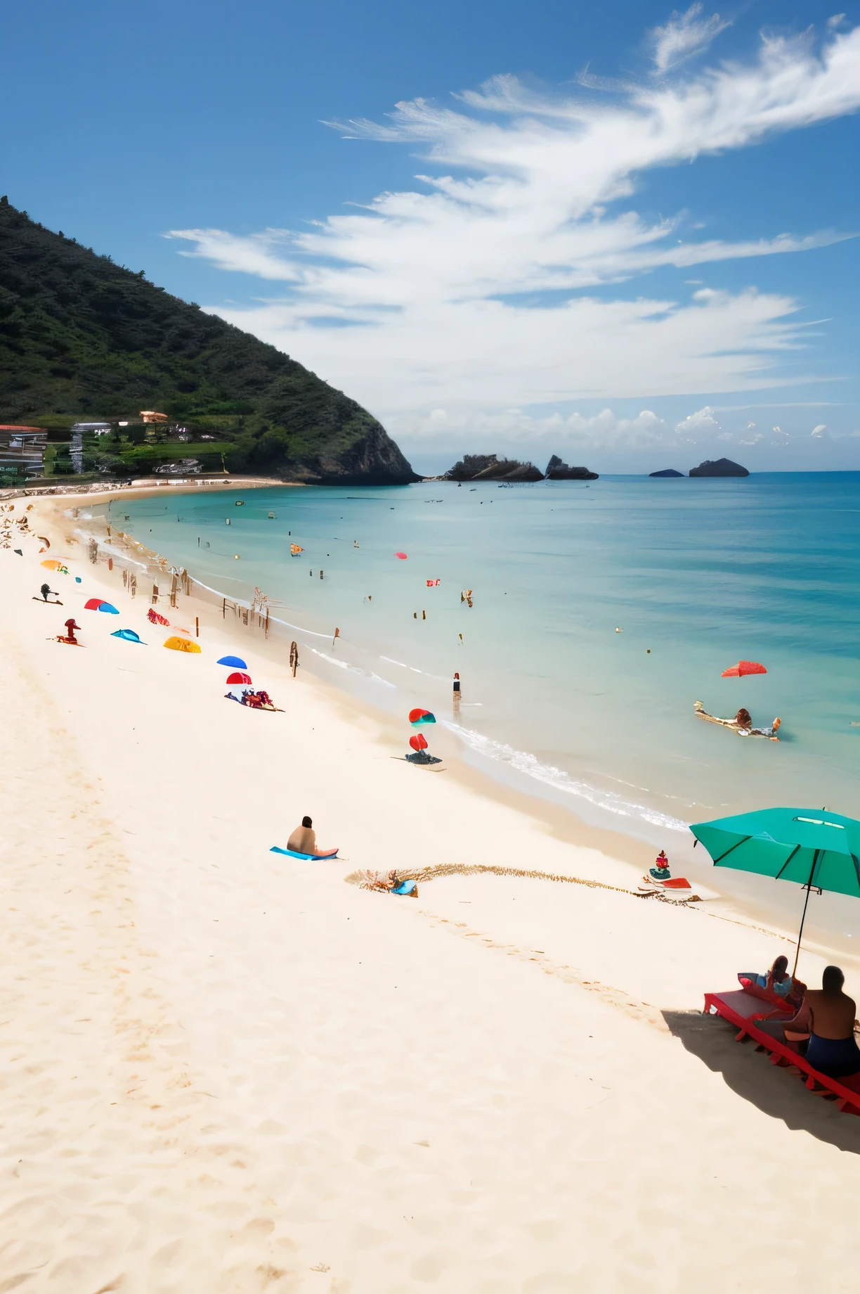 pimentel with people and beach objects such as umbrellas and more things