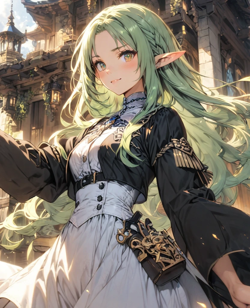Green Hair　Long Hair　Robe　　Elf　monastery　Sister