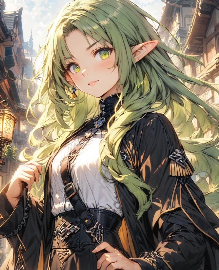 Green Hair Long Hair Robe Elf monastery Sister