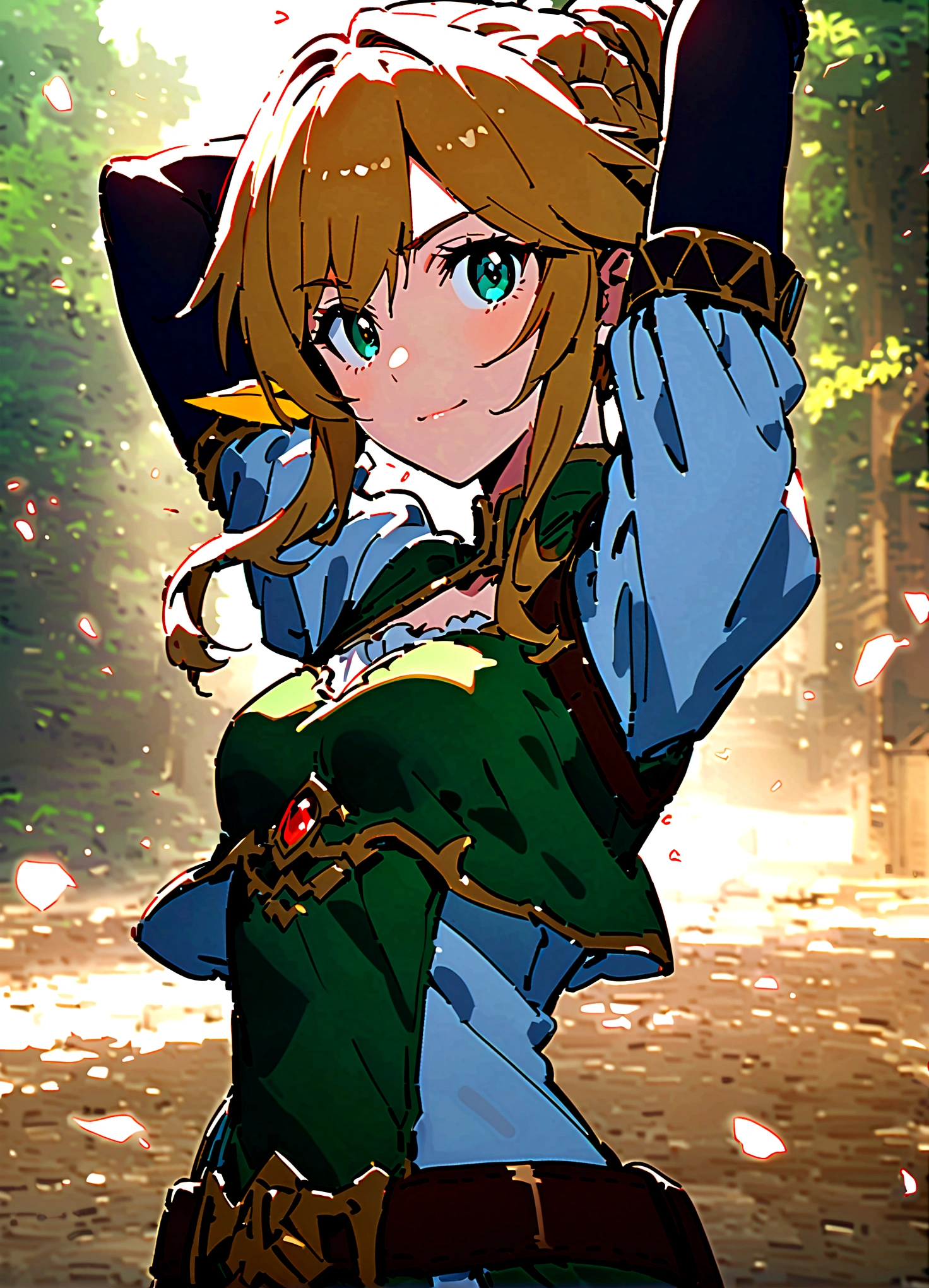 (masterpiece, Highest quality:1.3), (Very detailed), {shape, Studio Light, Picturesque}, [Best Shadow],
break
(Ugume CSA)_(Konishi CSA),
break
(Perfect ???????), (Symmetrical eyes, Beautiful Eyes), (Sharp eyeliner, Beautiful Face), (blue eyes),
break
nice hands, Perfect hands,
break
1girl, alone,
break
EightKC, (Eight) clothing, (green) Seraphim, (Long sleeve) Seraphim, (black) Hair Ribbon, (red) Neck ribbon, (Eight) socks, (white) socks, (black) loafers,(Orange Hair)
break
(Moss green) Sailor collar, (Moss green) Pleated skirt, (Pom-pom) cuff,
break
looking at viewer, Cowboy Shot, Facing the audience, A kind smile, (indoor, office, living room), Greeting gestures, (From above:0.8),
break

