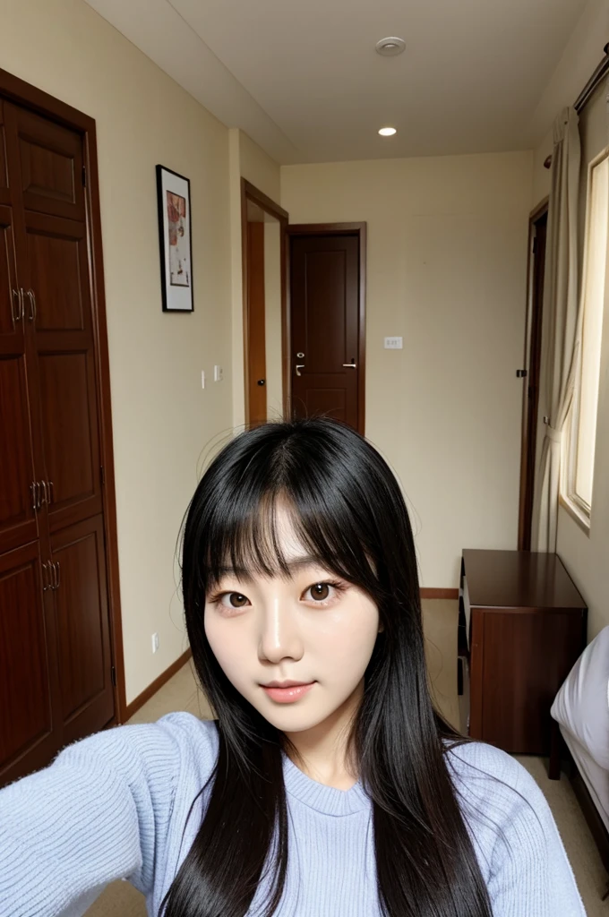 Korean girl selfie in the room