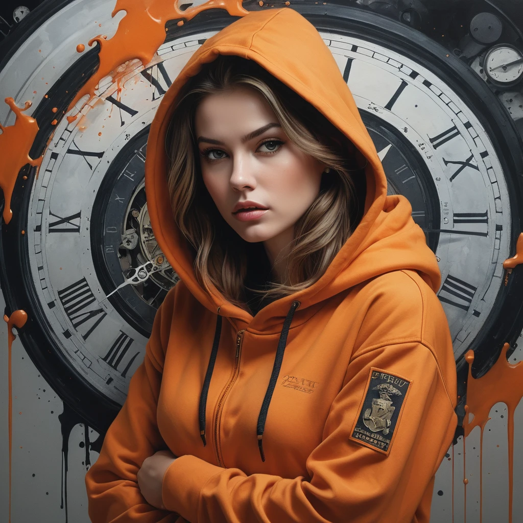 RTX, 8k, HDR, best quality, cinematic film plot, (masterpiece), Anna Anna Razumovskaya, Casey Baugh, Antonio Mora, Aminola Rezai, Giovanni Boldini, realistic art, digital illustration, portrait, spirit painting, watercolor, oil paints, digital art,
time ago, clock, counterclockwise, distinctive, illustration, expressive darkness, police squad, turn space, moody, creamy, orange splatter on arm, hoodie, folds, inky character study, masterpiece, insanely detailed, 4k resolution, intricate detail, asymmetry composition, surreal
