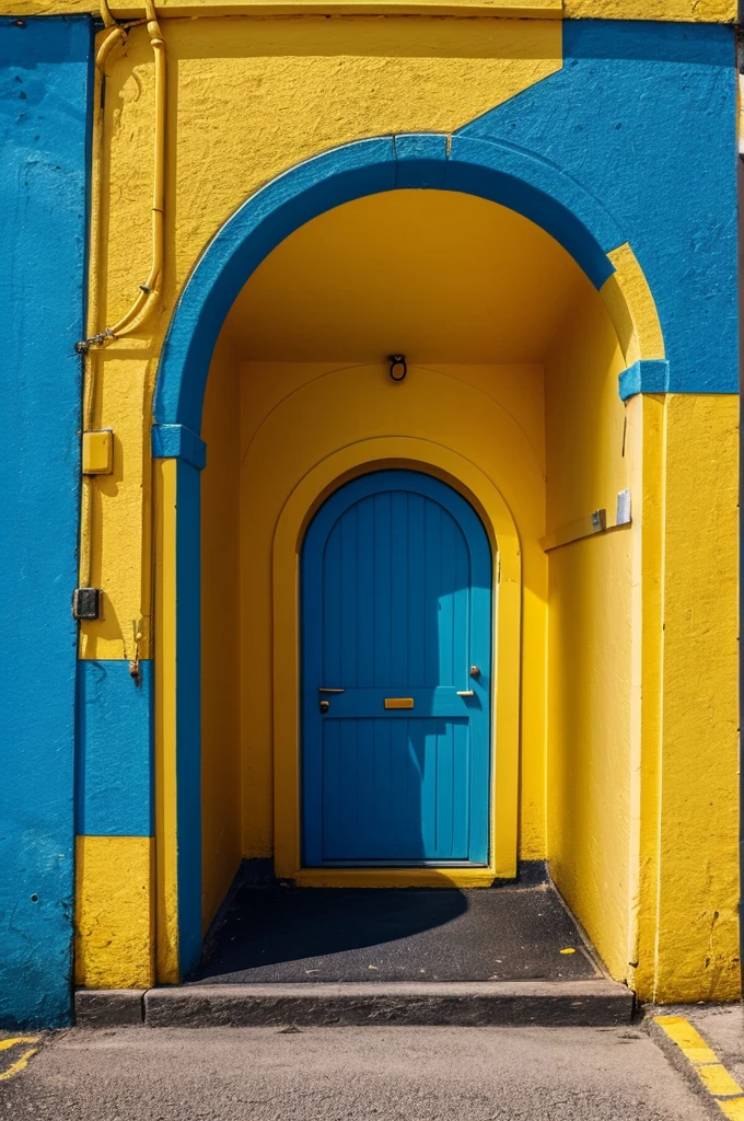 Yellow car going through a blue portal (looking ahead)