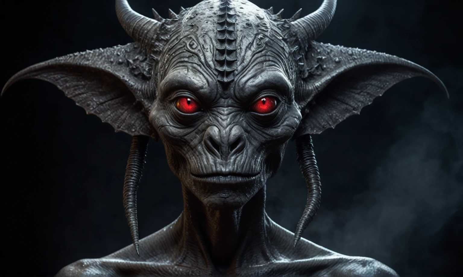full body length shot,nerd graphite  Alien Entity,native africa slave ,nowadays azctec central city,Cinematic,soft colors, Technicolor,natural skin textures, hyper realism, hyper detailed,Extremely detailed,High contrast,Masterpiece,Realistic,Ultra Detailed, intricate details,realistic humid leather,extremely intricate details,Epic Realistic, cinematic style, irina yermolova,high contrast,hdr,extremely detailed, [deep night landscape],masterpiece, intricate details, eyes extremely detailed, high detailed eyes,8k resolution,retina, Nikon Z9,Korea,orc,Egypt, Pisces, transition between two art styles, Double contact, X-ray, Creative, vivid light, fantasy, Abstract, Surrealism, super detailed, high resolution,insanity national folk wear,skin  almost translucent, gothic elements, further emphasizing its dark air,Mestichino,Light particles,chaos,starfish's leather,Angkor Wat of Cambodia,"(The best lighting, dark, dramatic),(alien troll half-skull fetus, Hellraiser, Scars, , poison brain, , a rat inside the head, terror.),(Red eyes, calaveras). morning light.

