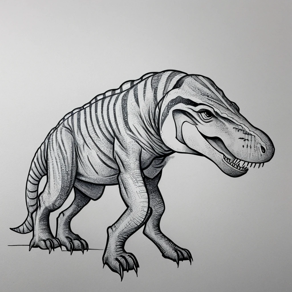 Cartoon, simple drawling,dinosour,animated,white,no color,wildlife