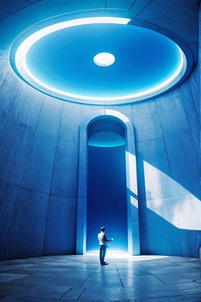 Bright blue circular portal that transports you to other universes