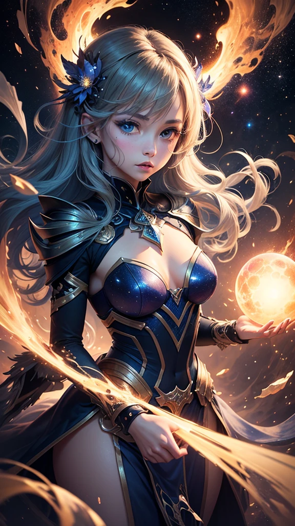 Beautiful woman with realistic elemental powers