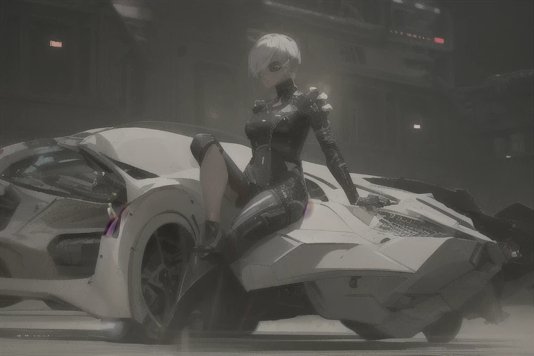 ((The best quality)), ((Masterpiece)), (Very detailed:1.3), ..............3D, beautiful (Cyberpunk:1.3) hacker woman, short hairstyle,short hair, Return to viewer, Thick hair, Operating computer terminal, head mounted display, computer server, LCD screen, fiber optic cable, Company logo, HDR (High Dymanic Range), ray tracing, NVIDIA RTX, super resolution, Unreal 5, Subsoil Scatter, PBR texture, Post-processing, Anisotropic filtering, depth of field, maximum sharpness and sharpness, Multilayer textures, Albedo y Highlight Maps, Surface shading, Accurate simulation of light-material interactions, perfect proportions, octane rendering, duotone lighting, Low ISO, white balance, rule of thirds, wide opening, 8K RAW, efficient sub-pixels, sub-pixel convolution, glow particles, dynamic pose