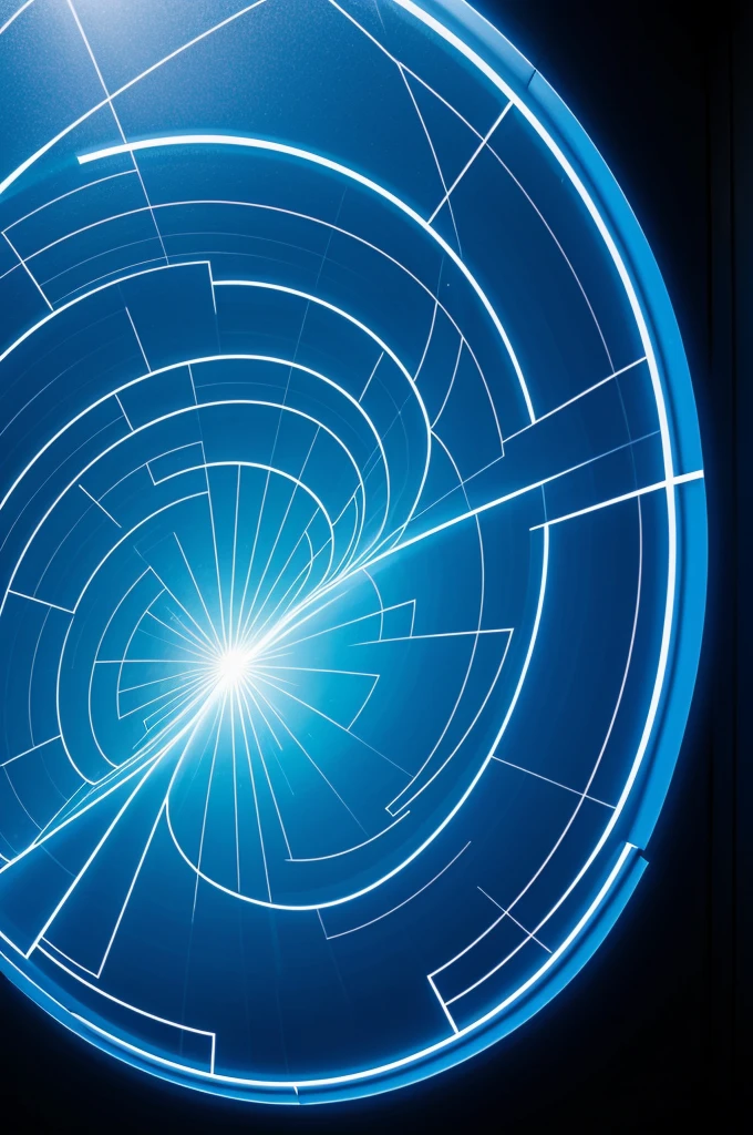 Bright blue circular portal that teleports other universes, the lines are like rays around