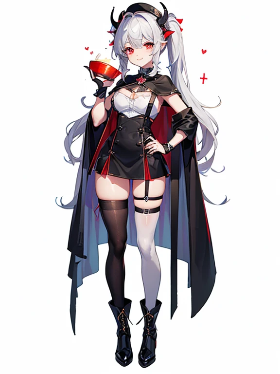 (concept: Sexy sister)masterpiece, best quality, very aesthetic,（（HD Face））（（Big breasts））, Body（（("Shining red eyes" + "White highlights and black double ponytails" + "Small Frame" + "little devil" + "Flexible fingers" + "Succubus" + "Cute button nose" + "A big smile" + "Holding a magic wand")））
clothing("Boots" + "Hole in suspenders" + "Open revealing tights" + "A cape that changes color depending on your mood" + "A wide-brimmed hat"), ((In the medieval night)), (((Shoot above the knee)))