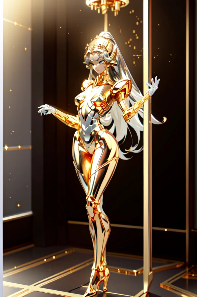 ifbb, highest quality, masterpiece, High resolution, (Exquisite body: 1.5), Gorgeous face, (metal skin: 1.3), Intricate details, High resolution, wallpaper, whole body, dress,
whole bodyショット, 1 Girl, translucent robotic body, Naked skeleton, tied to a transparent tube, (((((Gold and silver body parts)))), Pretty, beautiful, perfect face, Big eyes, Silver floating hair, Natural pose, 
16k, High resolution, High Resolution, Depth Field, (Film Grain: 1.1), Book, Golden Hour, (Lens flare), Vignette, rainbow, (Color Grading: 1.5)