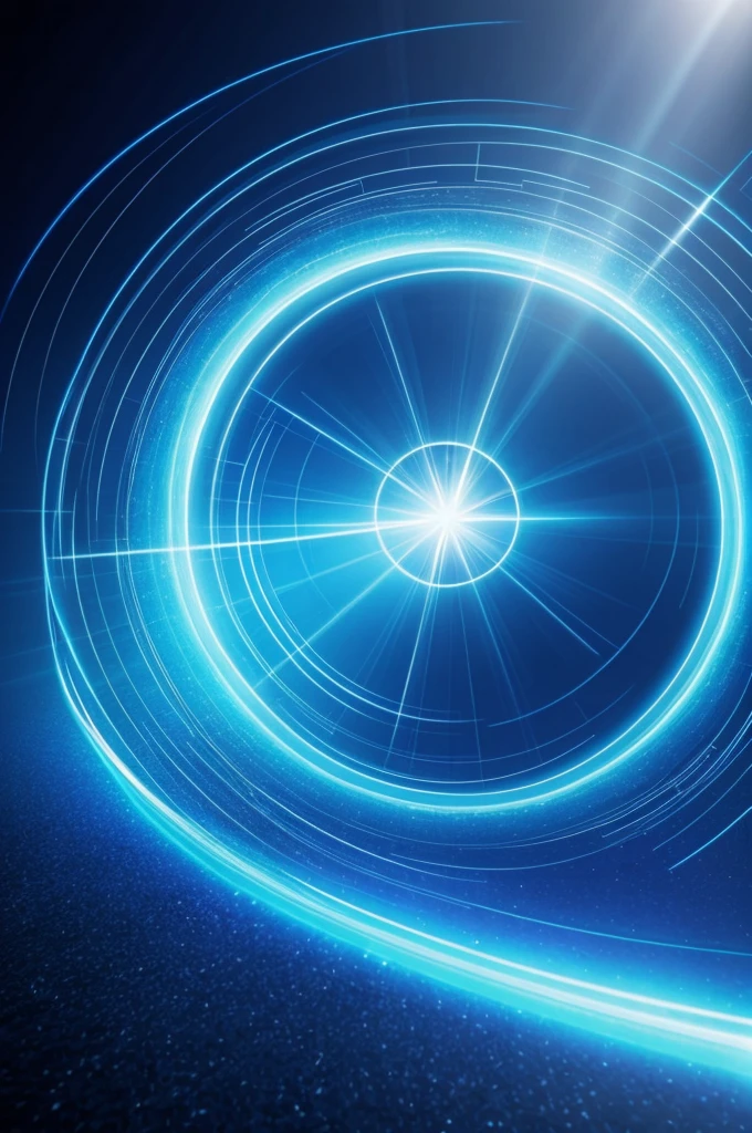 Bright blue circular portal that teleports other universes, the lines are like rays all around 