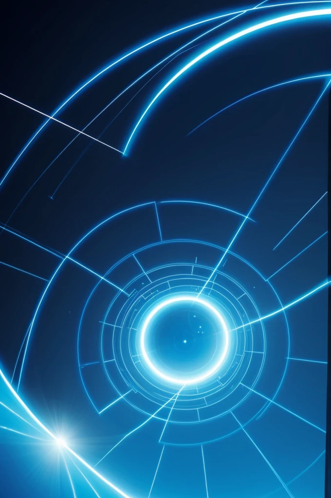 Bright blue circular portal that teleports other universes, the lines are like rays all around, making it look like something out of a science fiction movie.