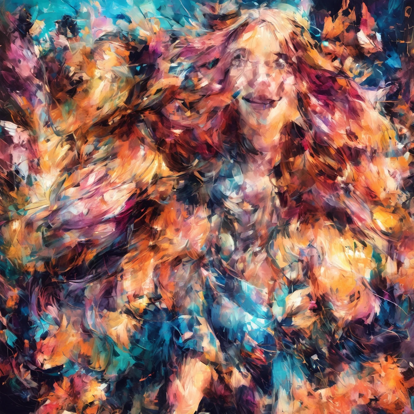 Create an illustrated, hand-drawn, full-color image of an 50 house wife. The artwork should be rendered in the style of "Breath of the Wild," featuring warm lighting and shadows. Include graphite shading, stencil marks, and airbrushed acrylic paint effects. The image should be of the highest quality, a masterpiece with intricate details. She should have luscious lips, a wide smile, and bright, expressive eyes, exuding beauty, cuteness, and adorableness. Ensure the image is high resolution and sharply detailed, with a detailed and vibrant background. Scarlett Johanson, Alison Brie, Dove Cameron Incorporate mystical lighting in the background, creating a romantic and enchanting atmosphere.