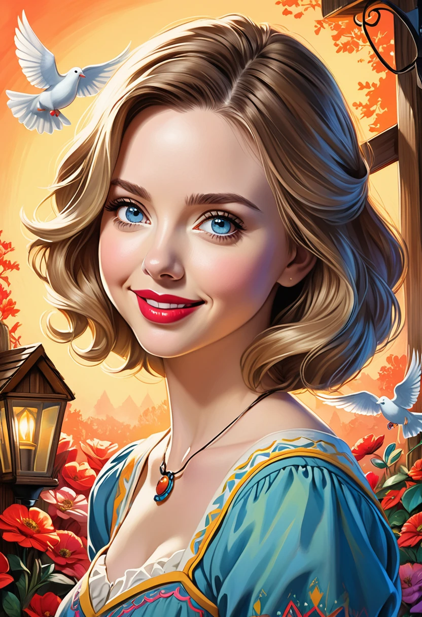 Create an illustrated, hand-drawn, full-color image of an 50 house wife. The artwork should be rendered in the style of "Breath of the Wild," featuring warm lighting and shadows. Include graphite shading, stencil marks, and airbrushed acrylic paint effects. The image should be of the highest quality, a masterpiece with intricate details.
She should have luscious lips, a wide smile, and bright, expressive eyes, exuding beauty, cuteness, and adorableness. Ensure the image is high resolution and sharply detailed, with a detailed and vibrant background. Scarlett Johanson, Alison Brie, Dove Cameron
Incorporate mystical lighting in the background, creating a romantic and enchanting atmosphere.