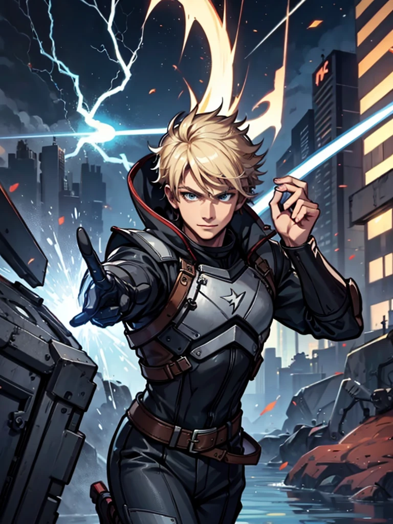 man,blond,lightning,warrior,Standing,hapiness,agility,Handsome,Cool,Leather