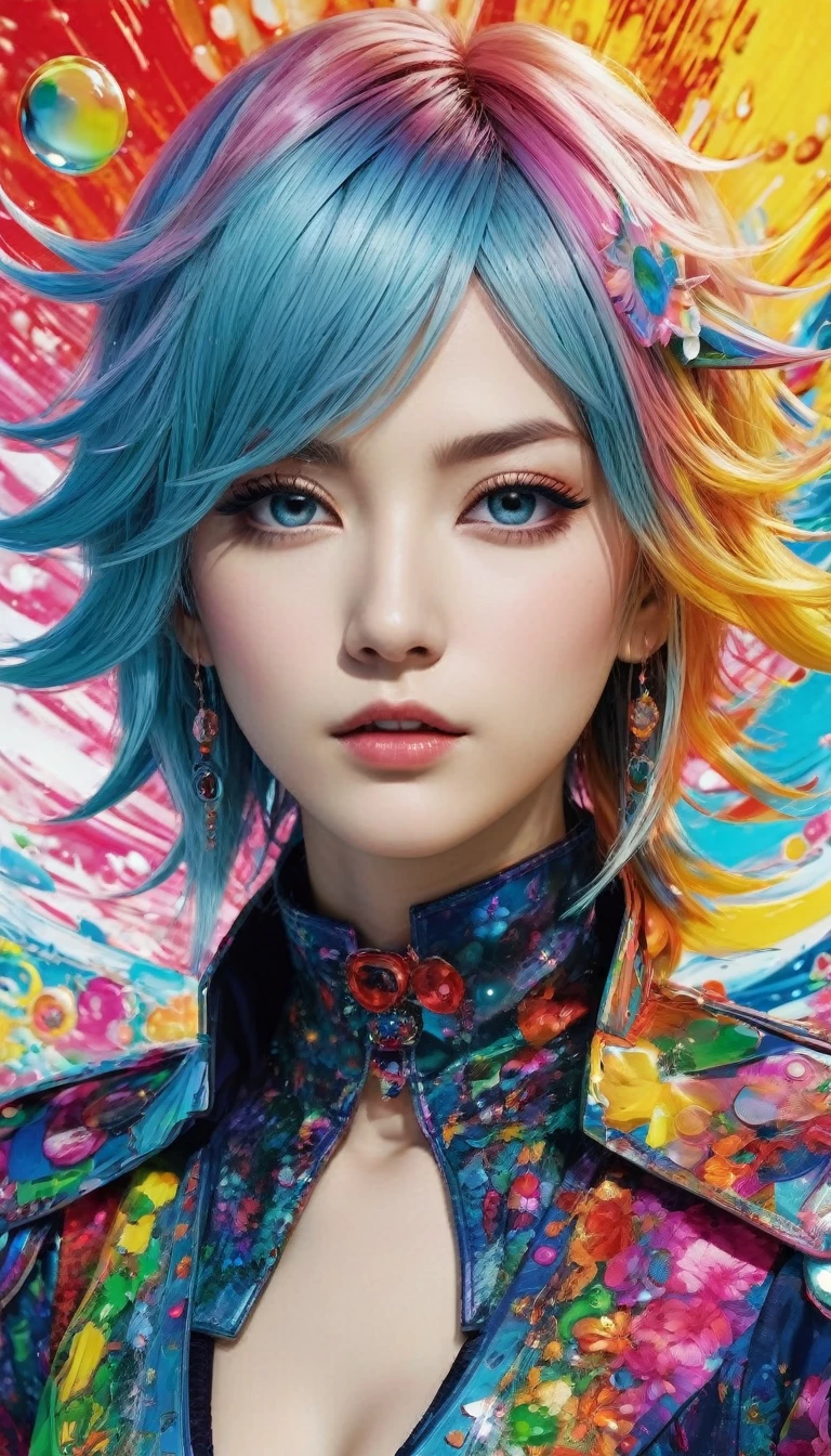 conceptual installation pop art, best quality, super fine, 16k, 2.5D, delicate and dynamic depiction, The Final Fantasy, everything concentrated in one work, eye-catching effects, beautiful and clear work, just like the photo
