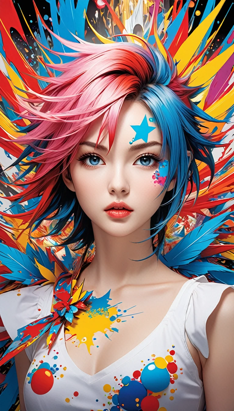 conceptual installation pop art, best quality, super fine, 16k, 2.5D, delicate and dynamic depiction, The Final Fantasy, everything concentrated in one work, eye-catching effects, beautiful and clear work, just like the photo