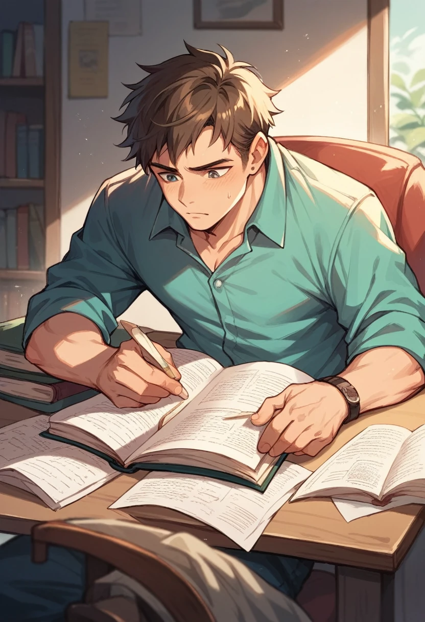 Boy studying alone