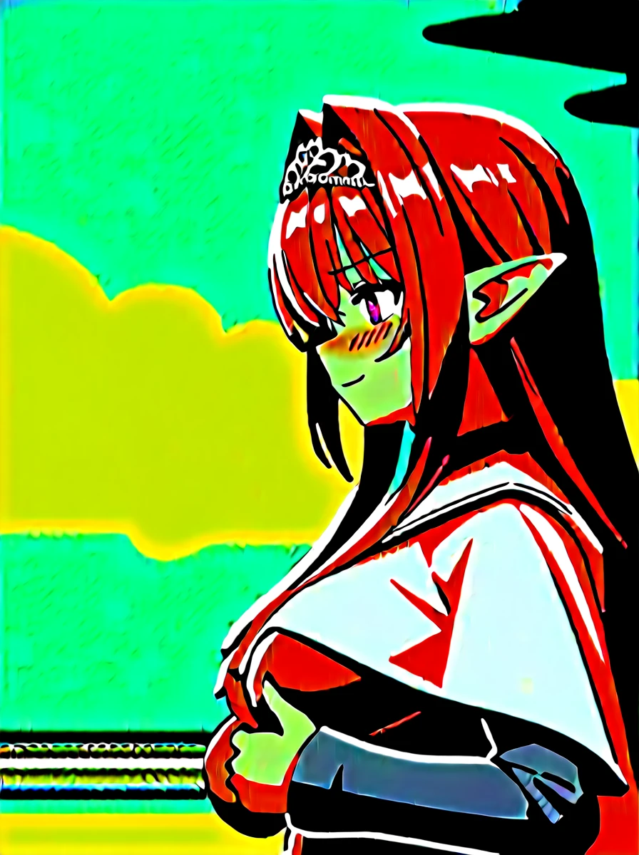 Absurdres, masterpiece, best quality, (ultra-detailed), (nice hands, perfect hands), ideal ratio body proportions,
BREAK
(vector outline, flat color:1.3), ((1girl)), solo, stand, (breast hold), from side, close-up upper body, in the forest, waterfall, sunlight through trees, beautiful lighting,
BREAK
cute girl, 25 years old, detailed purple eyes, (eyes highlight), (black long straight hair:1.5), large breasts, (dark skin:1.3), (elf ears, pointy ears), embarrassed smile, (closed mouth:1.3), (full-face blush), floating hair,
BREAK
(wearing elven armor), white fur cloak, gauntlets, fur boots
