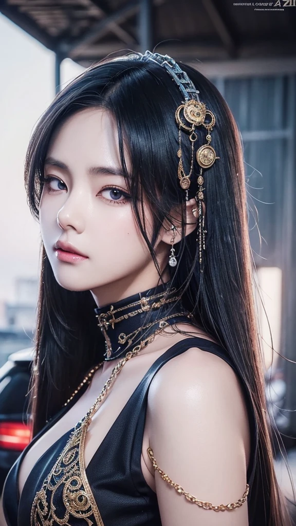 best quality,masterpiece:1.3,16k, (replace only the face with Kim TaeHyung), keep everything else,detailed eyes,detailed lips (hyper realistic),a closeup of a person wearing a mask with chains, awesome anime face portrait, artwork in the style of guweiz, by Yang J, detailed digital anime art, white mask, anime fantasy illustration, clean and detailed anime art, animated illustration, masked, detailed anime illustrations, A beautiful artistic illustration., guweiz, Detailed anime character art, anime art wallpaper 4k 