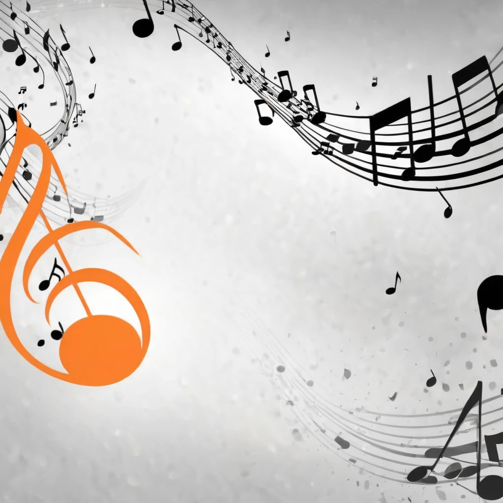(best quality, masterpiece, ultra detailed, ultra high res, photorealistic, raw photo, absolutely resolution), background only, Orange background, one black and white musical note