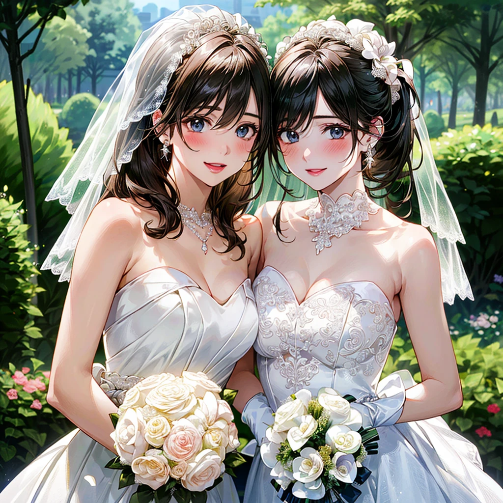 (Masterpiece:1.3, premium, ultra high resolution, ultra detailed), (realist, photorealist:1.4), beautiful illustration, (Natural side lighting, movie lighting), Depth of fields, looking at the viewer, bust photo, 1 girl, 16 years old, Perfect face, (perfect anatomy), cute and symmetrical face, baby face, shiny skin, slender (wide:1.8, Straight hair:1.2, silver hair), hair over one eye, purple eyes, pink lips, long eyelashes, (big breasts:1.3), beautiful hair, beautiful face, Beautiful detailed eyes, beautiful clavicle, beautiful body, beautiful chest, beautiful thigh, nice legs, beautiful fingers, detailed fabric texture, BRIDAL PRINCESS DRESS, flower head, touched, (strapless wedding dress:1.5), (silk dress:1.2), (strapless wedding dress:1.5), Plain white dress, collar, arete, neckline, branch, (lace gloves:1.2), (Veil:1.2), (Short transparent veil:1.2), (beautiful landscape), evening, crystal clear sunlight, (church, Stained glass) walking, (happy smile, blush),