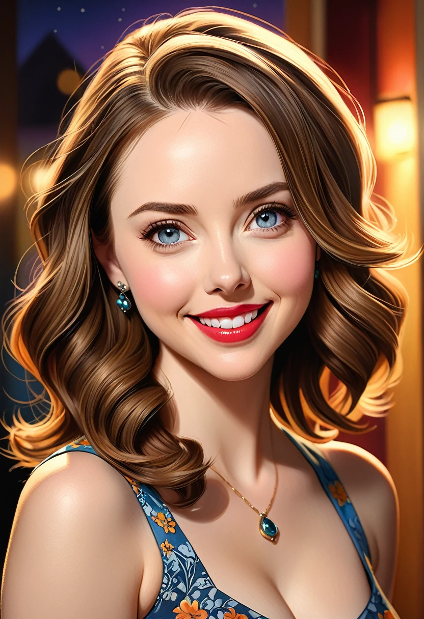 Create an illustrated, hand-drawn, full-color image of an 50 house wife. featuring warm lighting and shadows. Include graphite shading, stencil marks, and airbrushed acrylic paint effects. The image should be of the highest quality, a masterpiece with intricate details.
She should have luscious lips, a wide smile, and bright, expressive eyes, exuding beauty, cuteness, and adorableness. Ensure the image is high resolution and sharply detailed, with a detailed and vibrant background. Scarlett Johanson, Alison Brie, Dove Cameron
Incorporate mystical lighting in the background, creating a romantic and enchanting atmosphere.