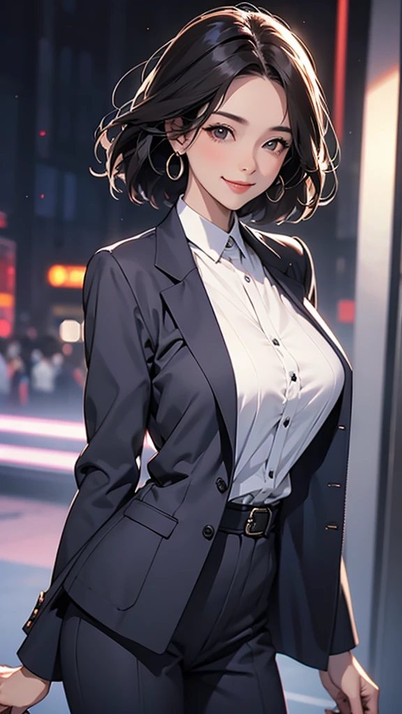 Mature Woman,suit,smile,Blurred background,Big Break