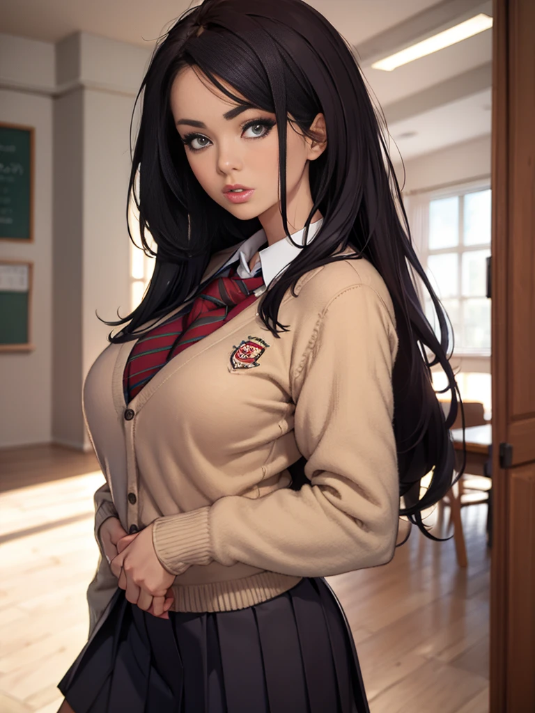 ((best quality)), ((masterpiece)), (detailed), school blazer, cardigan, private school girl, charley.atwell