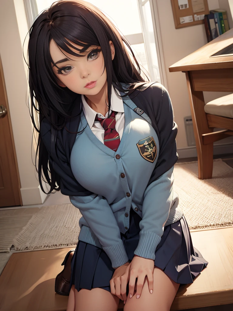 ((best quality)), ((masterpiece)), (detailed), school blazer, cardigan, private school girl, charley.atwell