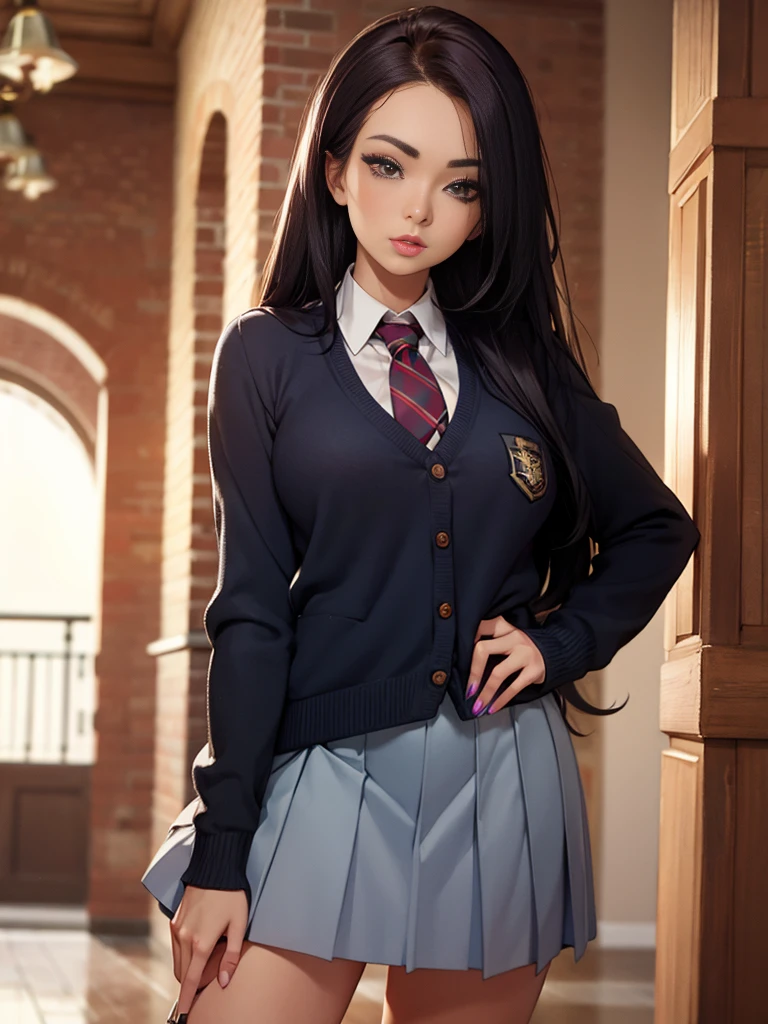 ((best quality)), ((masterpiece)), (detailed), school blazer, cardigan, private school girl, charley.atwell