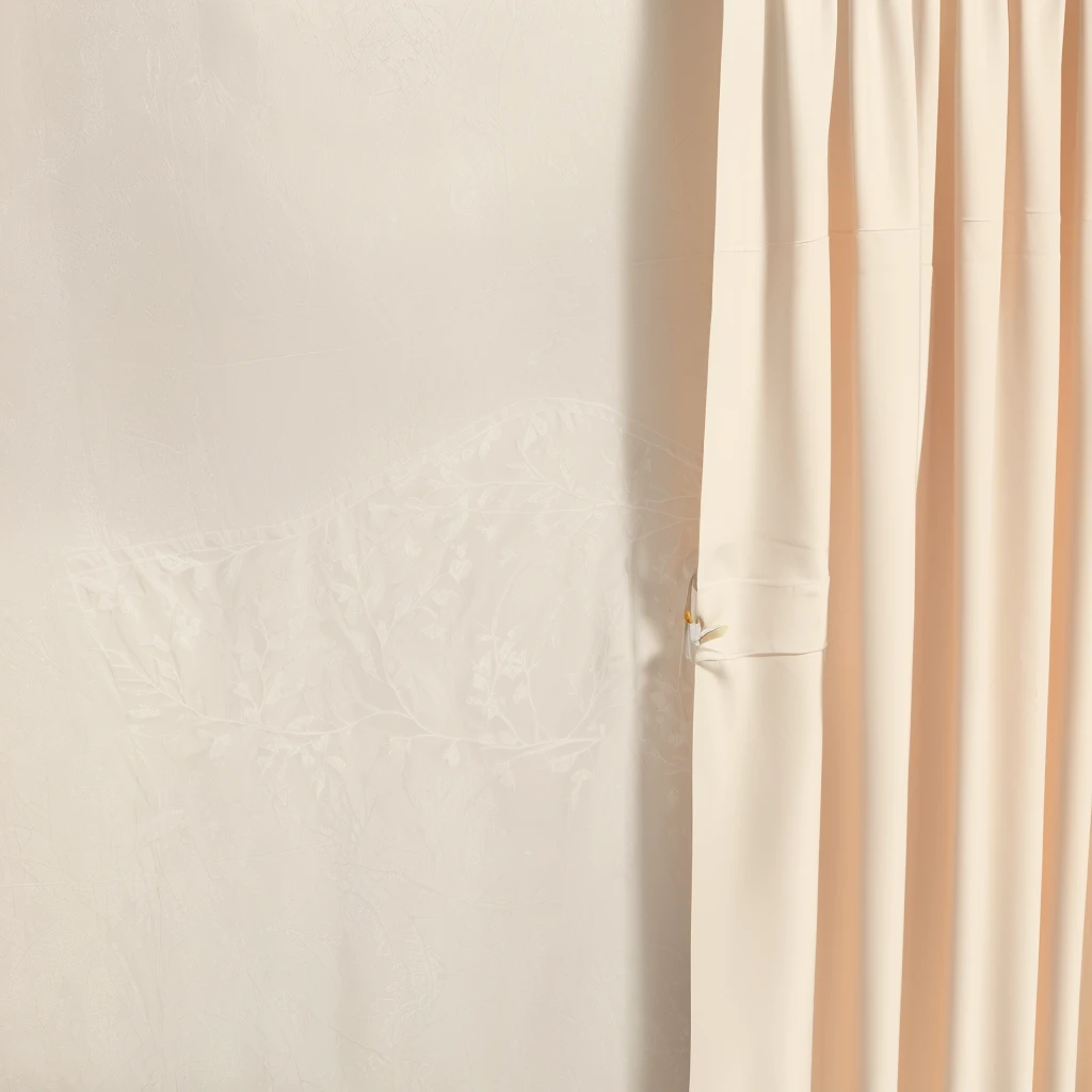 There is a white wall，White curtains