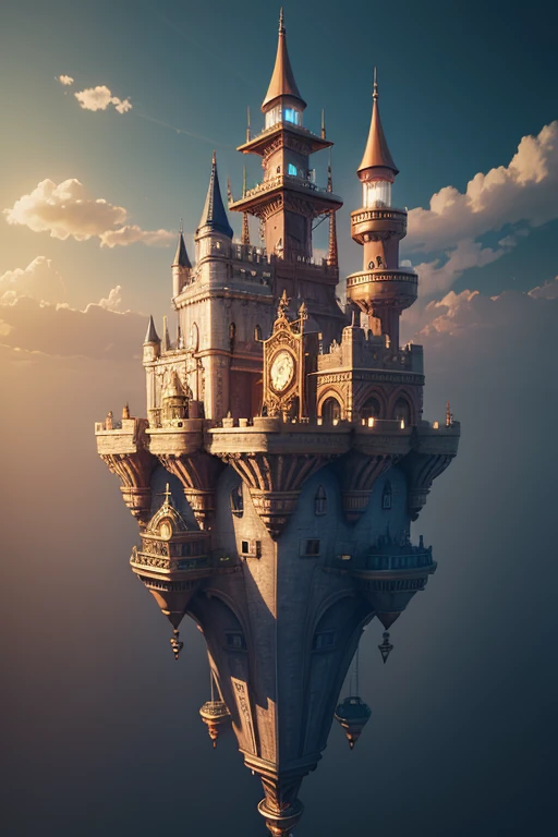 a floating castle, steampunk