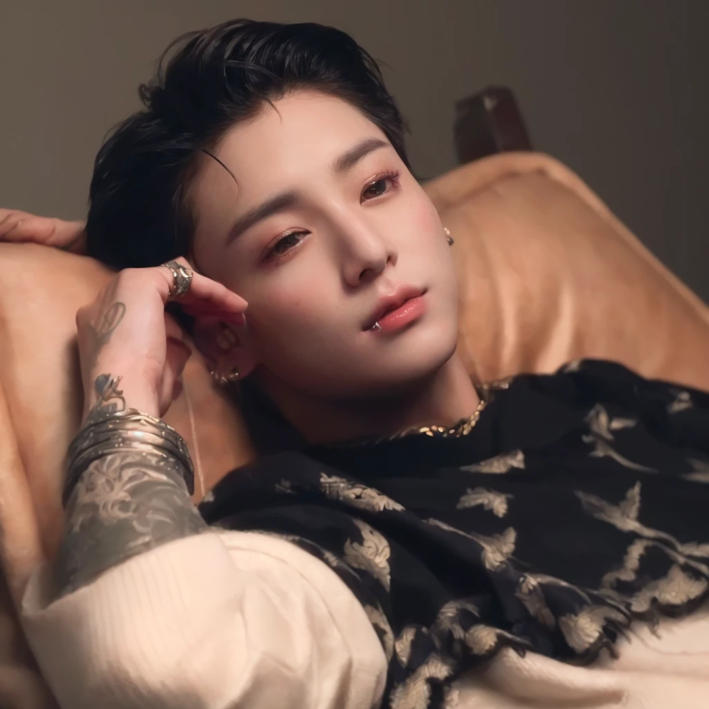 Jungkook, BTS group, kpop idol portrait, realism artistic style, beautiful androgynous prince, bts, delicate androgynous prince, inspired by jungkook jeon young pale angel