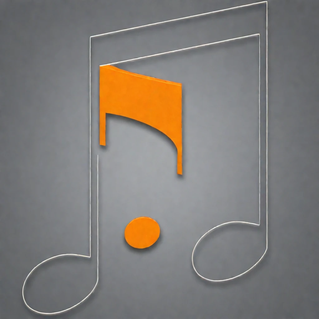 ((orange background)), one black and white musical note