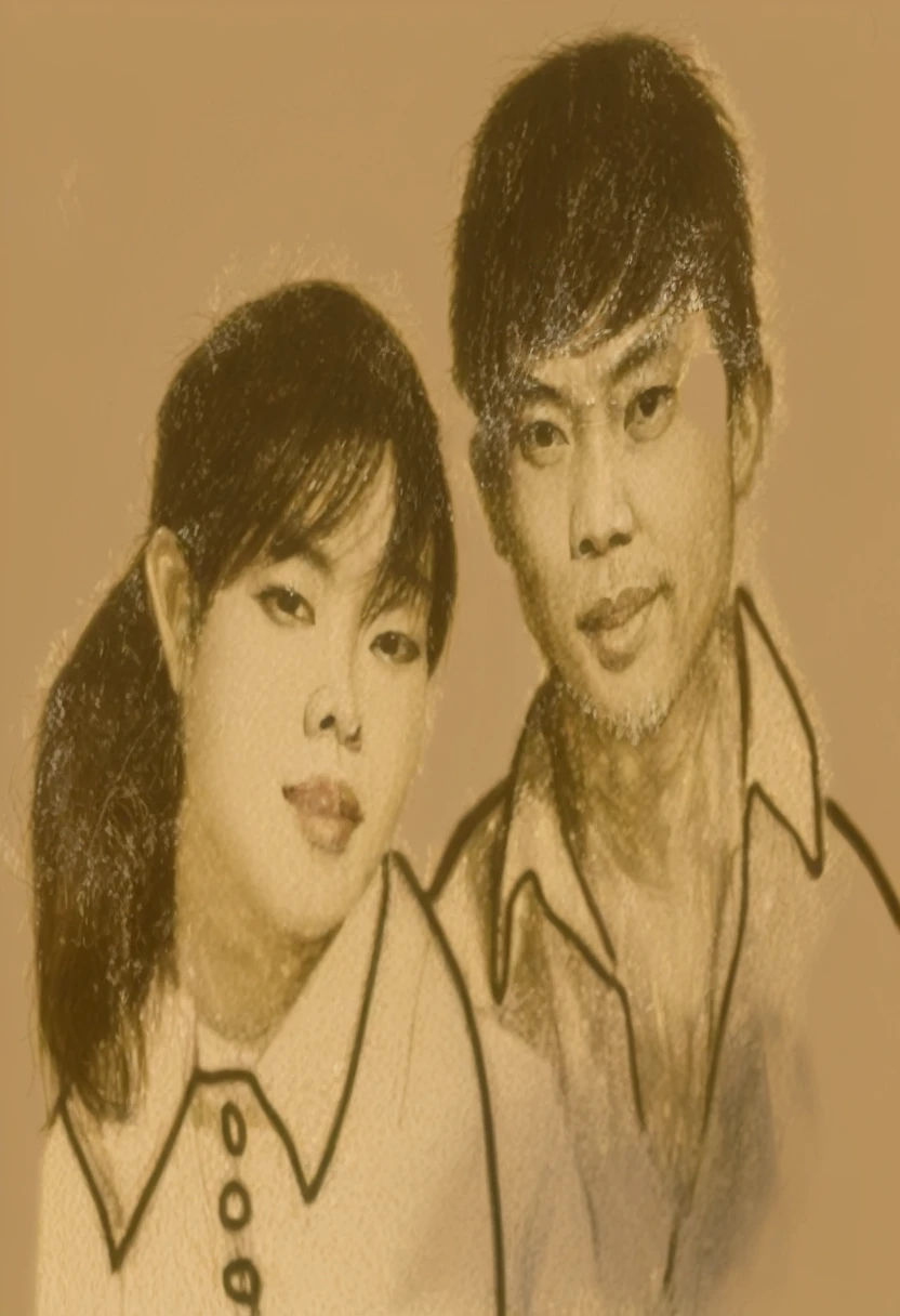 一对中国夫妇的According to,According to,reality,optimal,There were two people standing together, Victo Ngairich , 老According to片, 两个人的portrait, couple portrait, 旧风格的According to片, couple, portrait, 逼真的老According to片, Fan Art, 老According to片风格, couples portrait, byRuth Jên, 老年According to片, Painting of two people, grainy dam
