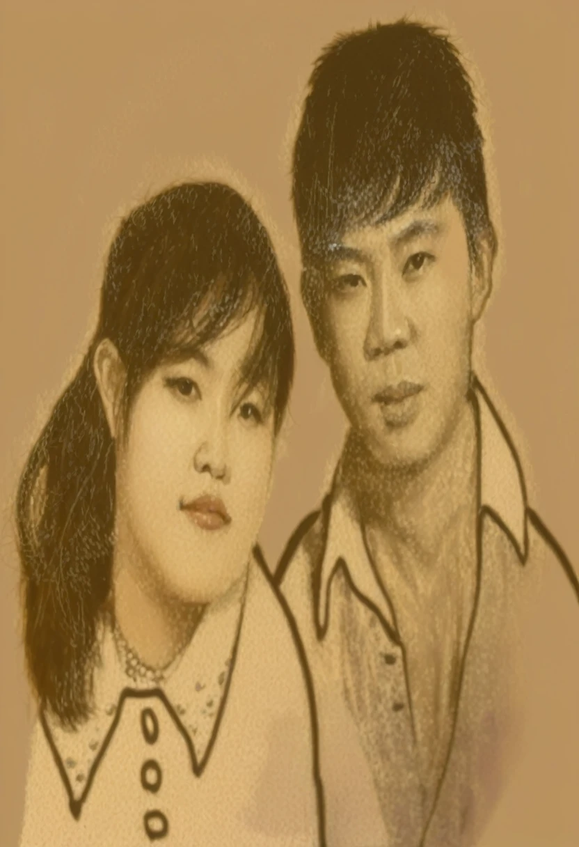 一对中国夫妇的According to,According to,reality,optimal,There were two people standing together, Victo Ngairich , 老According to片, 两个人的portrait, couple portrait, 旧风格的According to片, couple, portrait, 逼真的老According to片, Fan Art, 老According to片风格, couples portrait, byRuth Jên, 老年According to片, Painting of two people, grainy dam