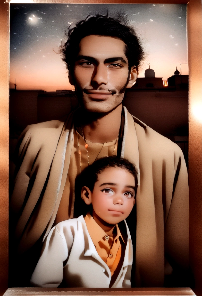 World Press Photo Award Winner, (Award-winning photography:1.3), (Modern Moroccan Man, Pretty Face, young people, Moroccan skin color, Typical Moroccan Male Traits:1.4), (very sharp photo:1.1), (8K, Raw photo, best quality:1.3), (Practical, photo-Practical, Plain clothes:1.1), Riad rooftop, marrakech landscape, Romantic, Moroccan lamps, Sexy, Gorgeous roses, Dissonance, 闪烁的light, magic, Super romantic , portrait (beautiful typical Modern Moroccan Man under the stars:1.5), Analog style (Look at the audience:1.2) (Texture) (Film Grain:1.3), (Warm colors, Warm colors:1.2), light, Side Light, Ultra-high resolution, The best shadow, Raw, Upper Body, Wearing a robe