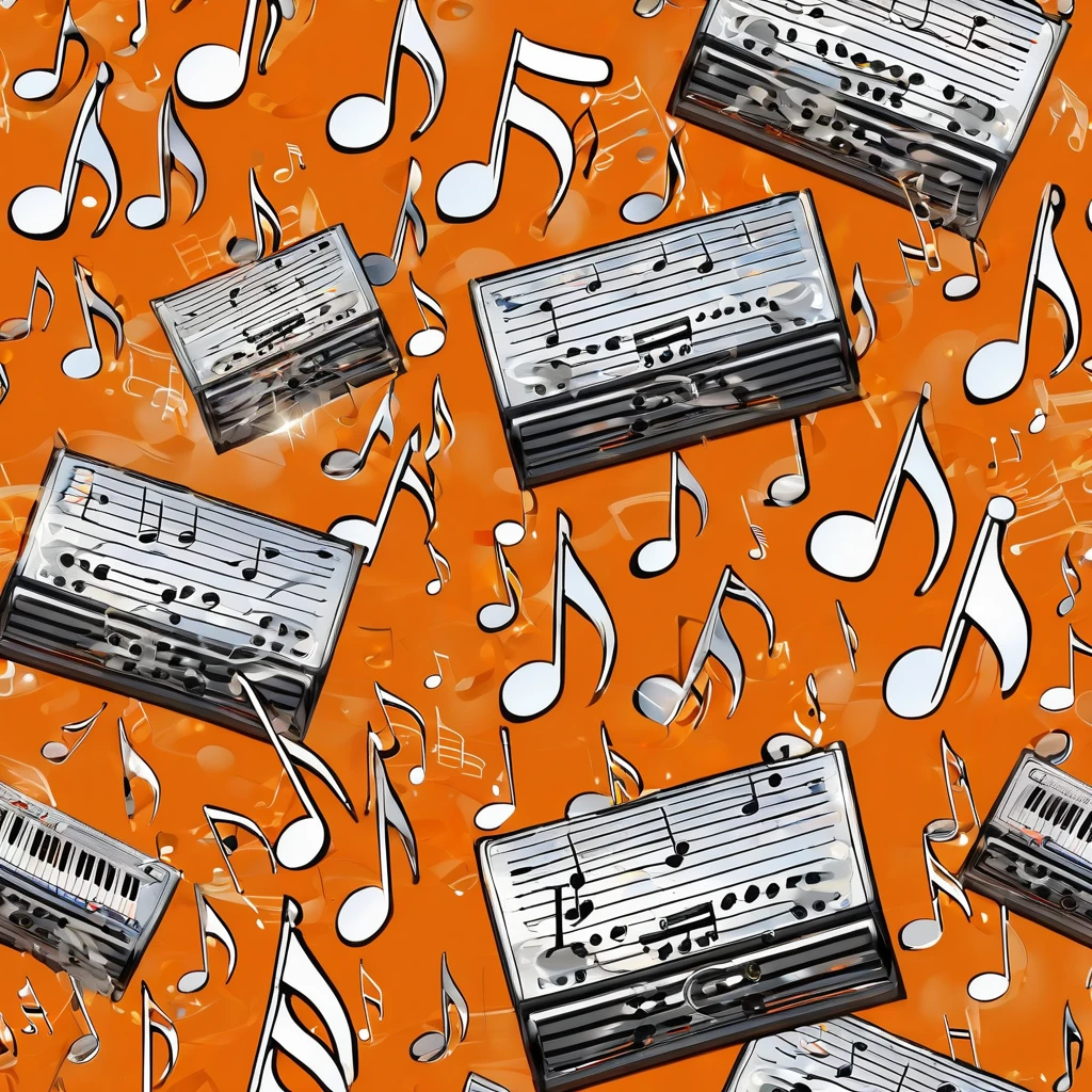 (best quality, masterpiece, ultra detailed, ultra high res, absolutely resolution), Orange background, (((one white musical note)