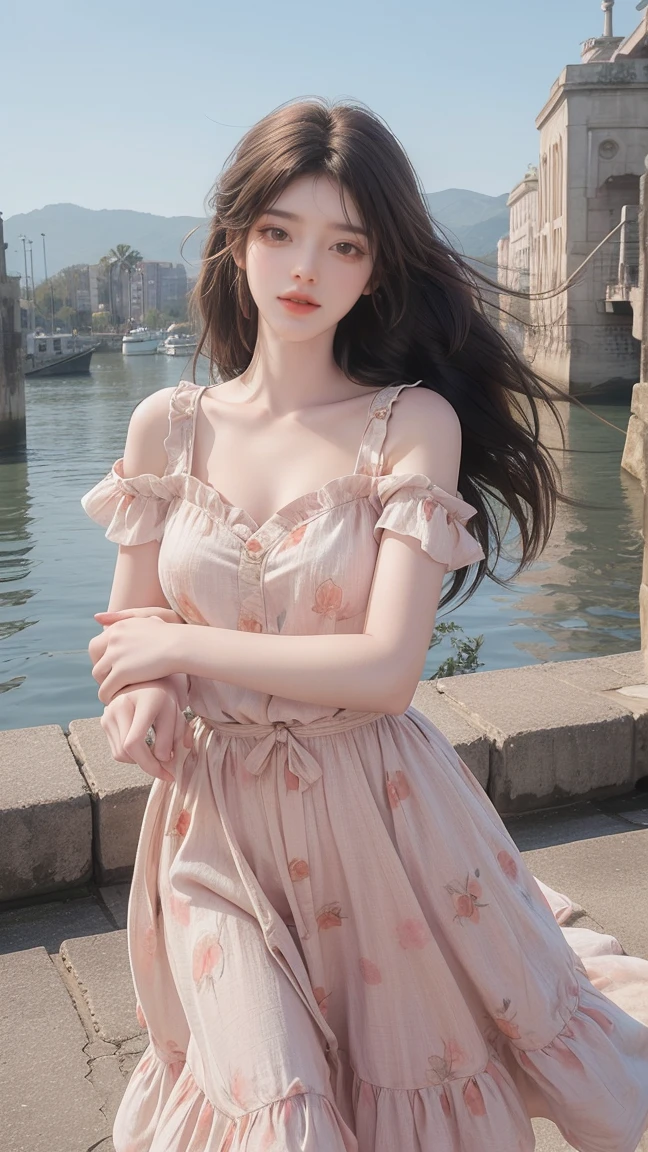 1girl, cheerful girl, carefree and happy, smiling, laughing, The girl is wearing a beautiful dress, the girl's eyes are bright and sparkling, very beautiful, cute and sweet