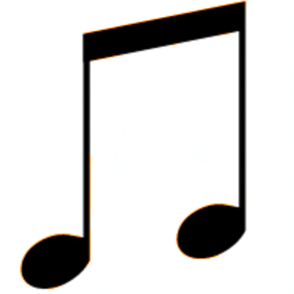 ((orange background)), black and white musical note